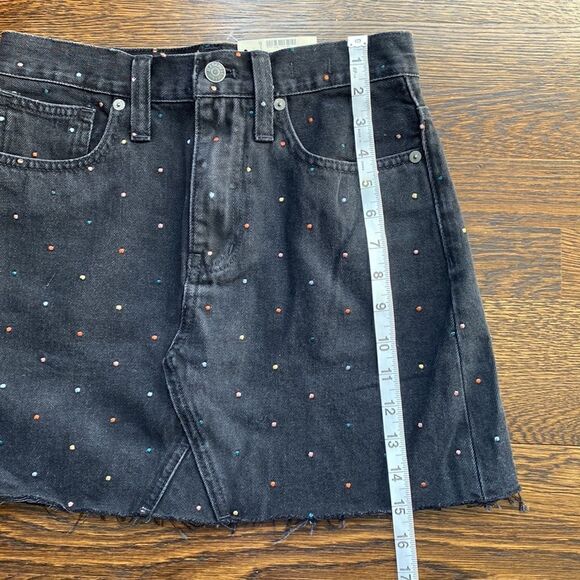 NWT Madewell Black Mini Jean Skirt with Dots - Size 25 - Picture 8 of 16